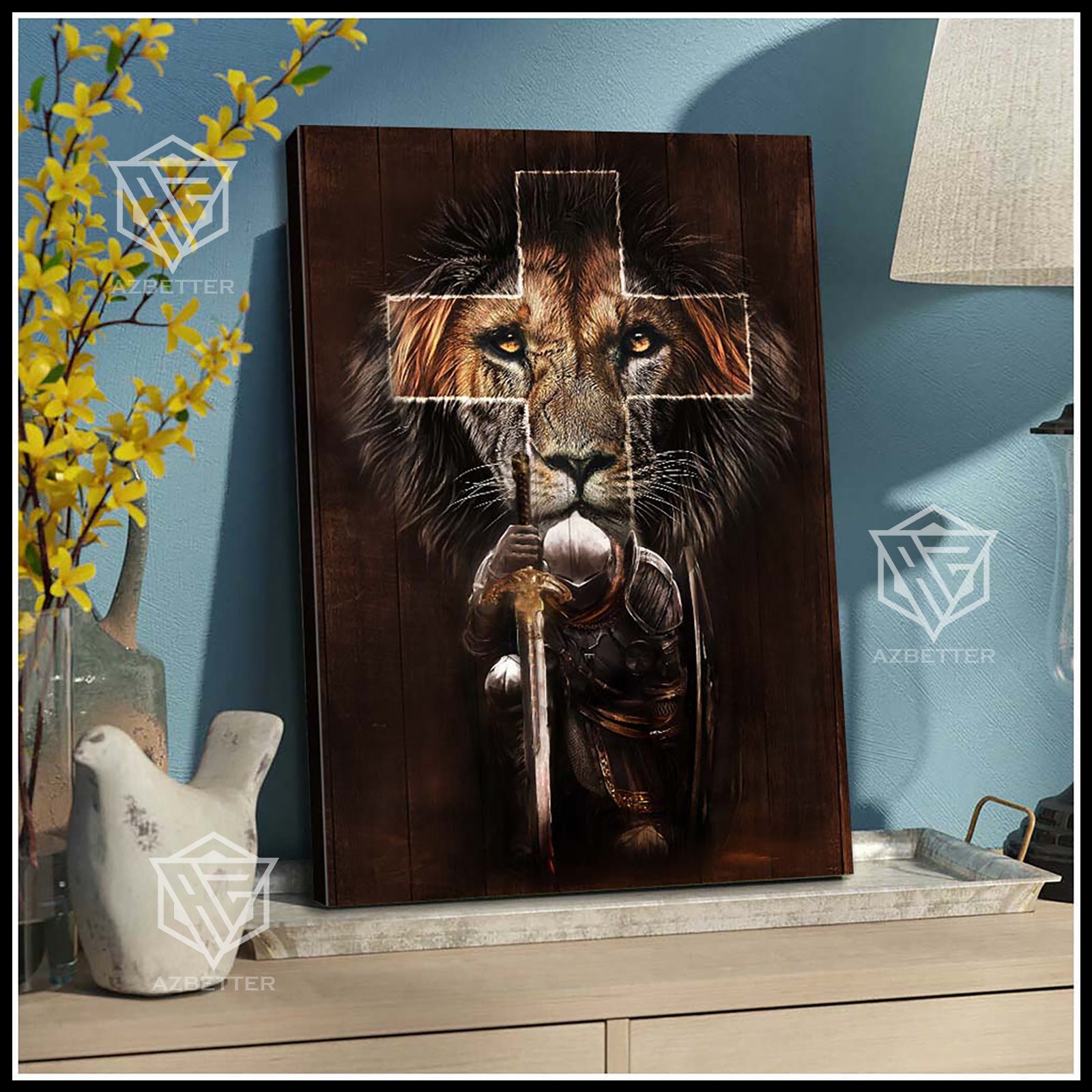 Canvas Lion God Armor of God, God Wall Art Home Decor, Christian Gift ...