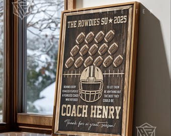 Football Coach Gift Canvas Personalized Player Names, Coach Appreciation End of Season Gift, Thanks Coach Gift, Senior Night Coach Gift