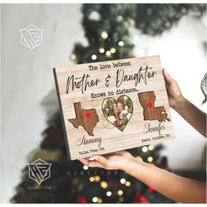 Personalized Mother & Daughter Long Distance Canvas – Mother’s Day Custom Map Wall Art, Miles Apart Sentimental Gift, Birthday Gift for Mom