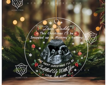 Personalized Dear Daddy Ornament, Ultrasound Ornament, Expecting Dad Gift, New Dad Gift From The Bump, Sonogram Ornament, Pregnancy Reveal