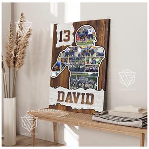 Foto collage di calcio personalizzato su tela - regalo personalizzato per giocatore di calcio - arte murale sportiva unica per San Valentino, regalo di compleanno per ragazzo