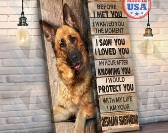 Poster con scritta I Am Your Friend, Your Partner, Your German Shepherd & Canvas Hq, 20 x 30 cm, effetto vintage, decorazione in metallo, per casa, cucina, bagno, fattoria, giardino, garage