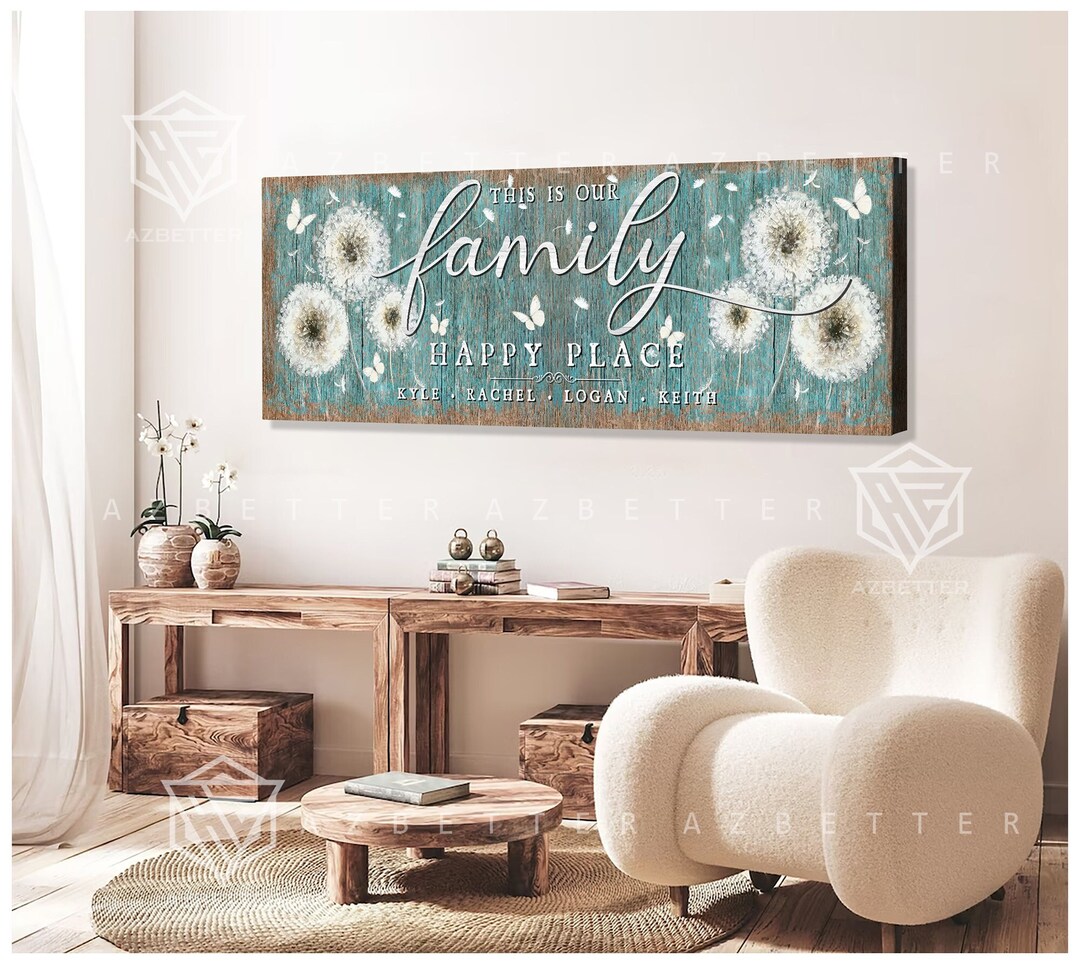 Custom Family Wall Art This is Our Happy Place Dandelion Etsy