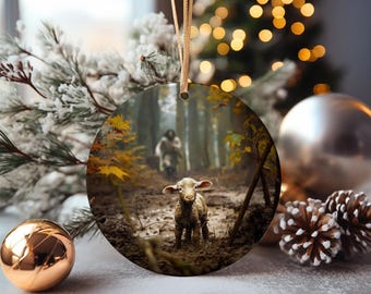 Religious Ornament He Leaves The 99 To Rescue Me, Christian Home Decor, Jesus Lover Gift, The Good Shepherd Is Coming, Christmas Ornament