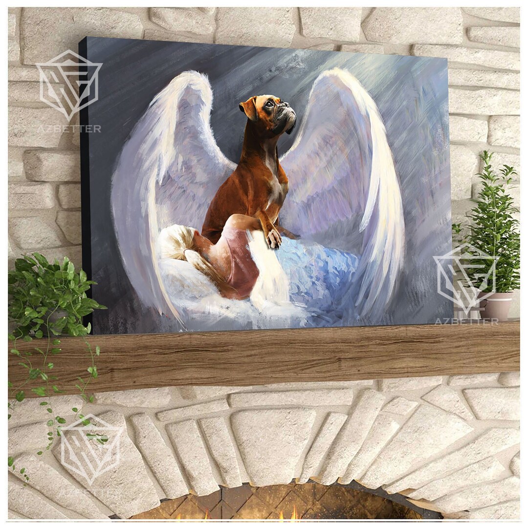 Boxer Dog Canvas Slepping Girl I'll Protect You, Beautiful Night Boxer