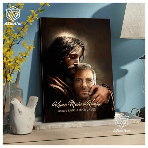 Custom Photo Safe In The Arms Of Jesus Canvas Prints, Christian Memorial Wall Art, Personalized Rest In Peace, Loss Of Loved One