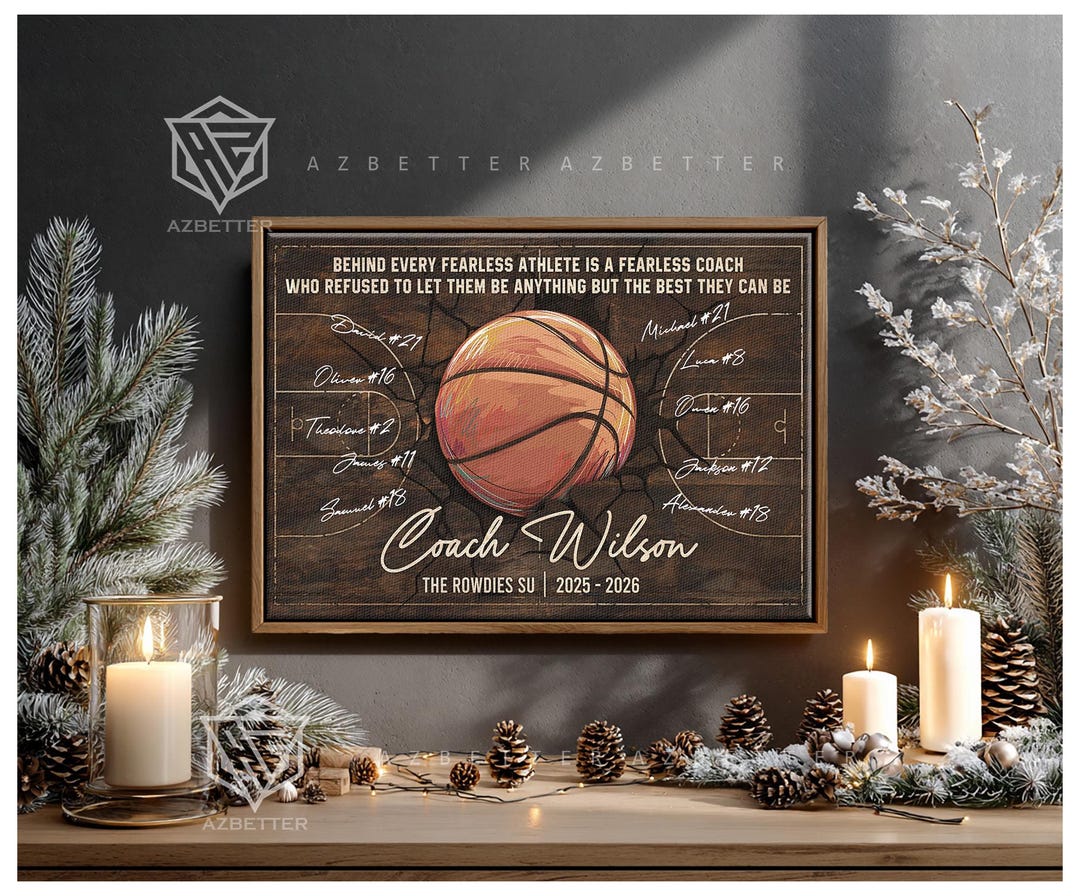 Personalized Basketball Coach Gift - Custom Basketball Team Roster Sign ...