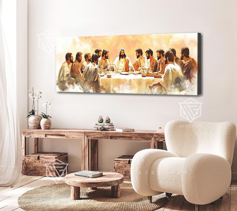 The Last Supper Canvas Wall Art, Jesus Christ and His Apostles Painting ...