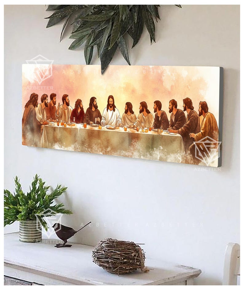 The Last Supper Canvas Wall Art, Jesus Christ and His Apostles Painting ...