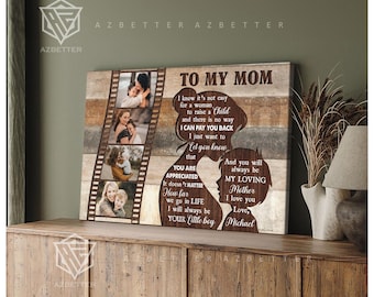 Personalisiertes To My Mom Wandbild - Individuelles Fotogeschenk für die Mutter - Geschenk vom Sohn zum Muttertag - Rustikales Holzschild - Mom Geburtstagsdekor