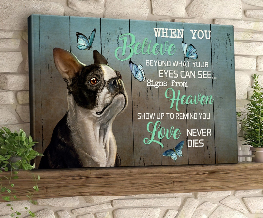 Society6 ケース Boston Terrier by Anne Was Here Frameless Canvas Print, Poopin' Boston Terrier, 30x30, 24x24