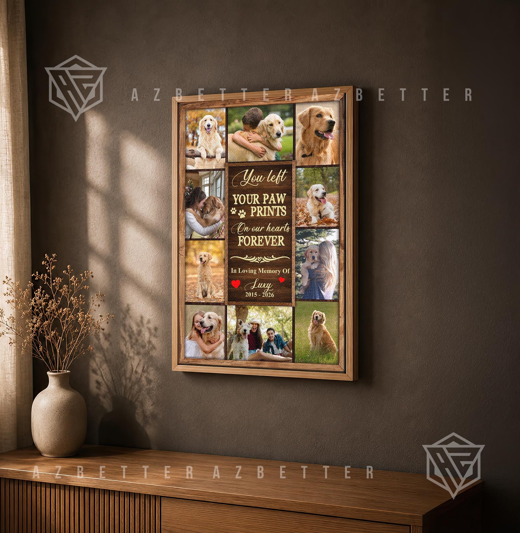 Dog Memorial Canvas Personalized Photos Name Dates, Pet Loss Gift ...