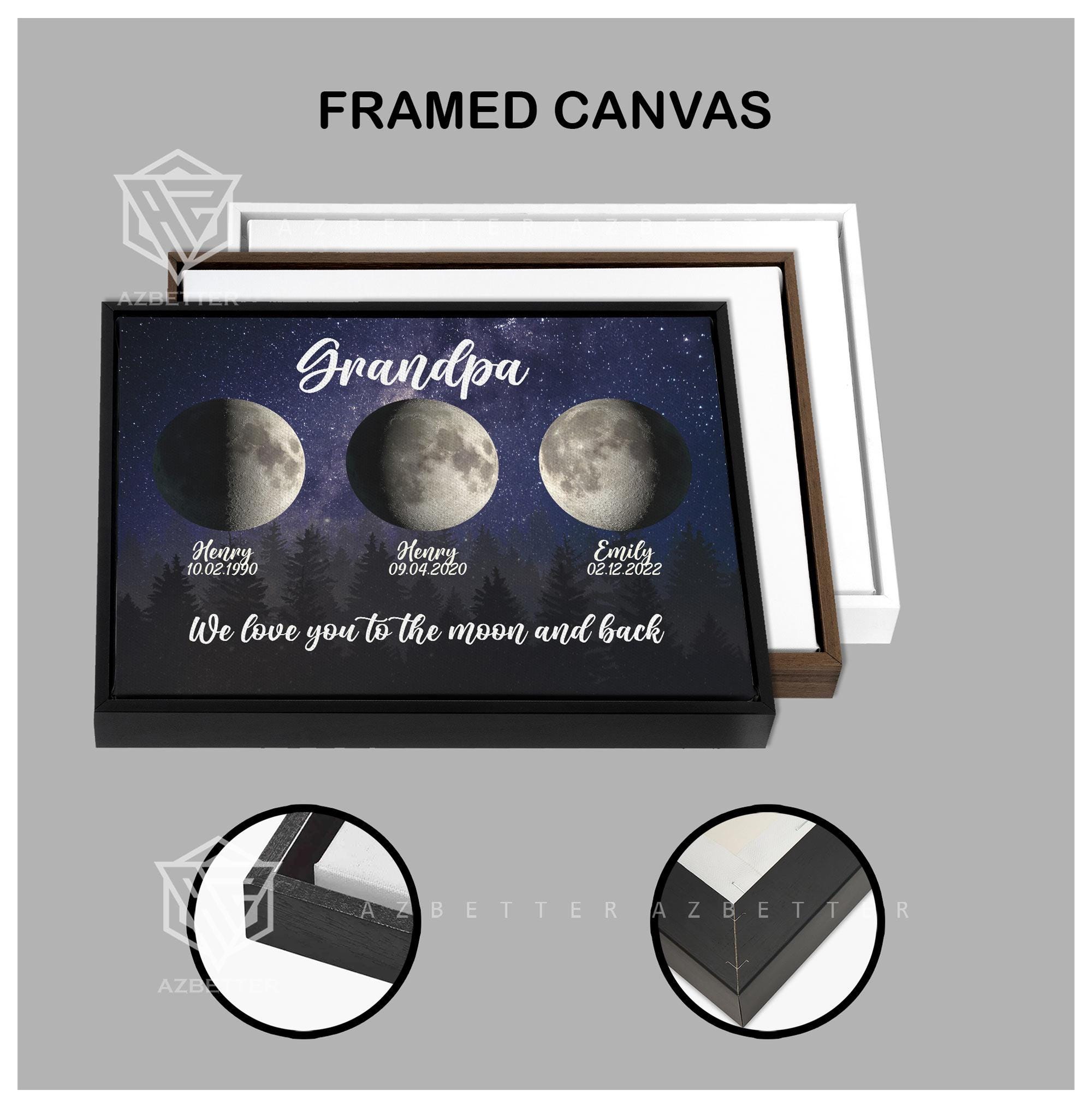 Personalized Grandpa Gift Custom Moon Phase Print With Grandkids