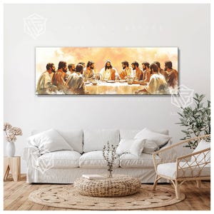 The Last Supper Canvas Wall Art, Jesus Christ and His Apostles Painting ...