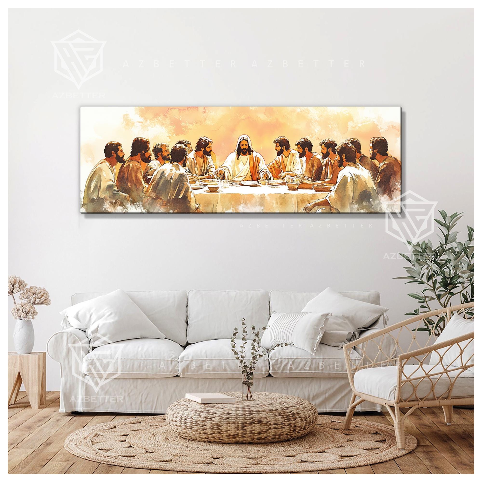 The Last Supper Canvas Wall Art, Jesus Christ and His Apostles Painting ...
