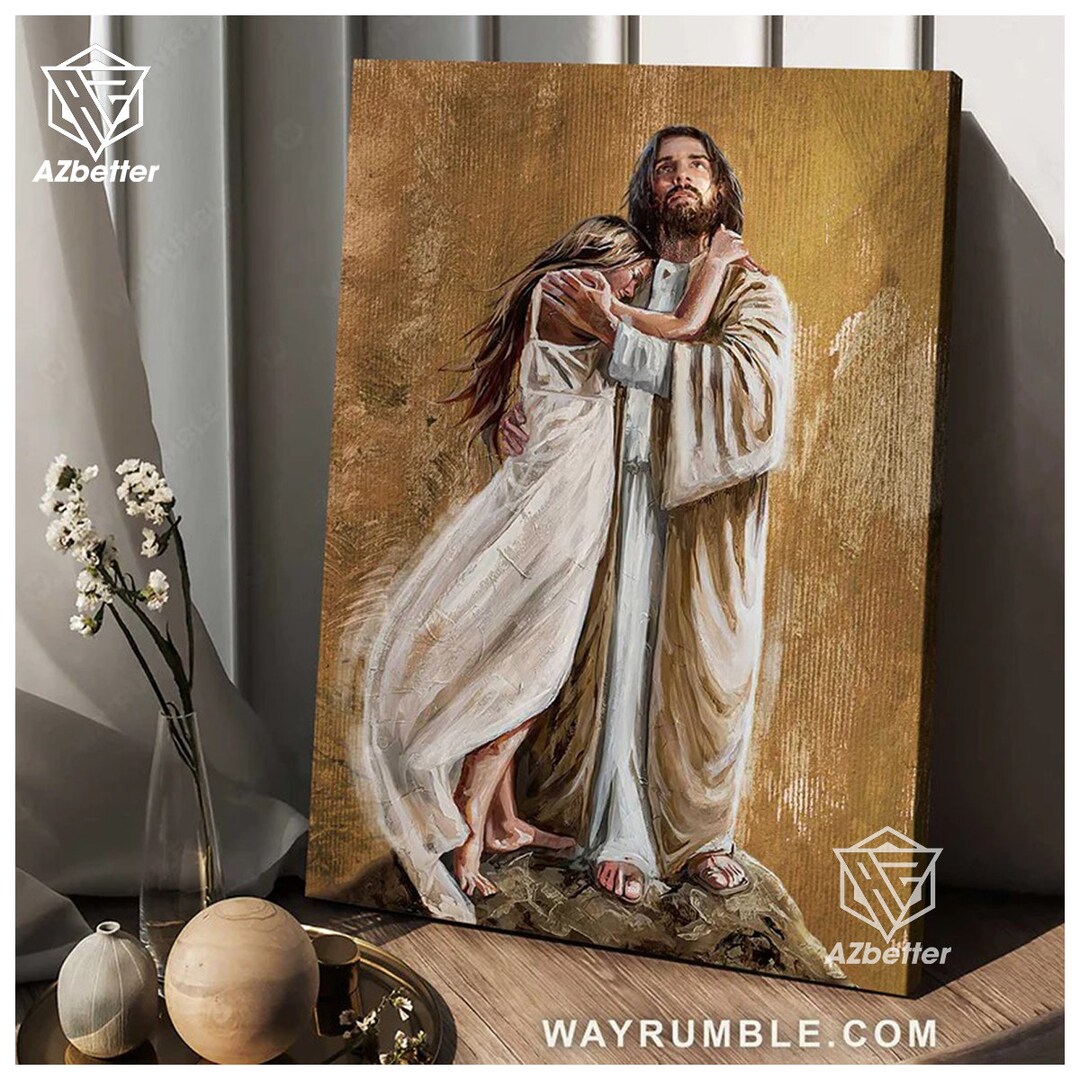 Jesus Art Painting Canvas the Savior in the Arm God Wall Art Etsy