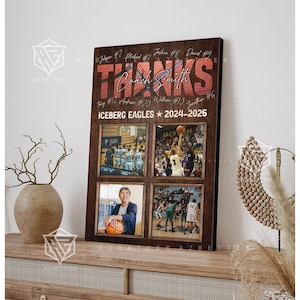 Personalized Basketball Coach Gift - Custom Basketball Team Names Wall Art - Thank You Plaque for Coach from Team Players