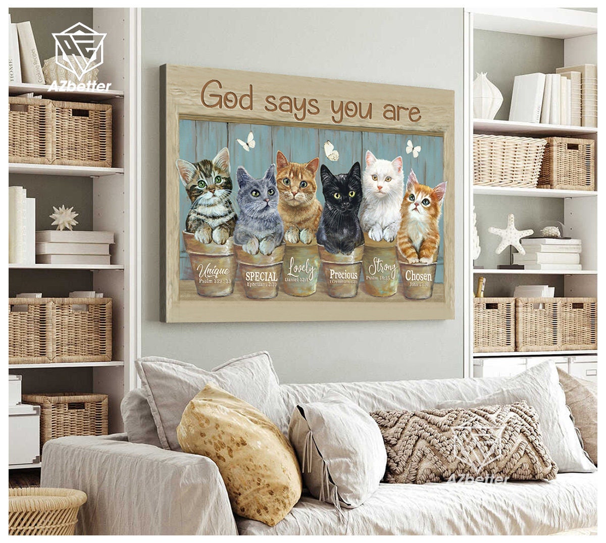 God Says You Are Unique Special Canvas, God Wall Art Home Decor ...