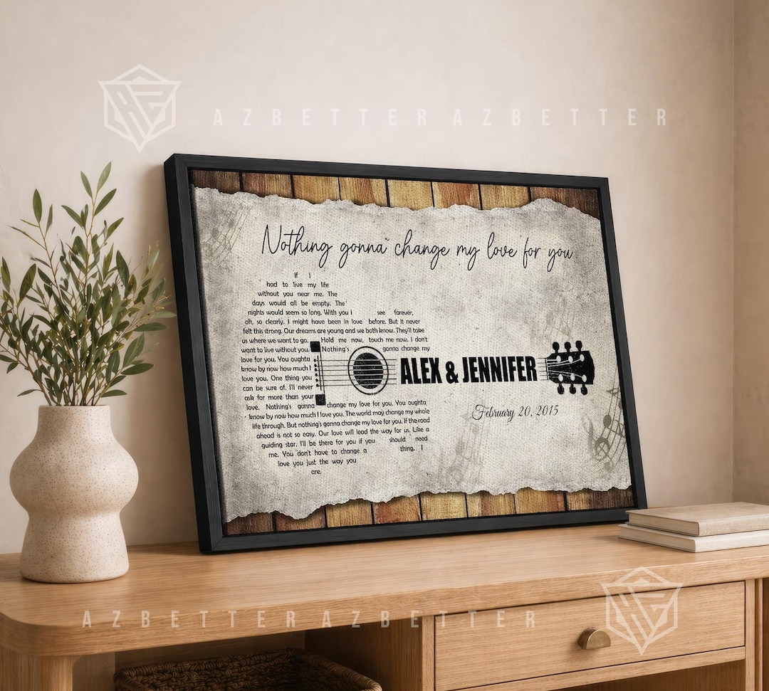 Personalized Song Lyrics on Canvas Wall Art, Valentines Couple Custom ...