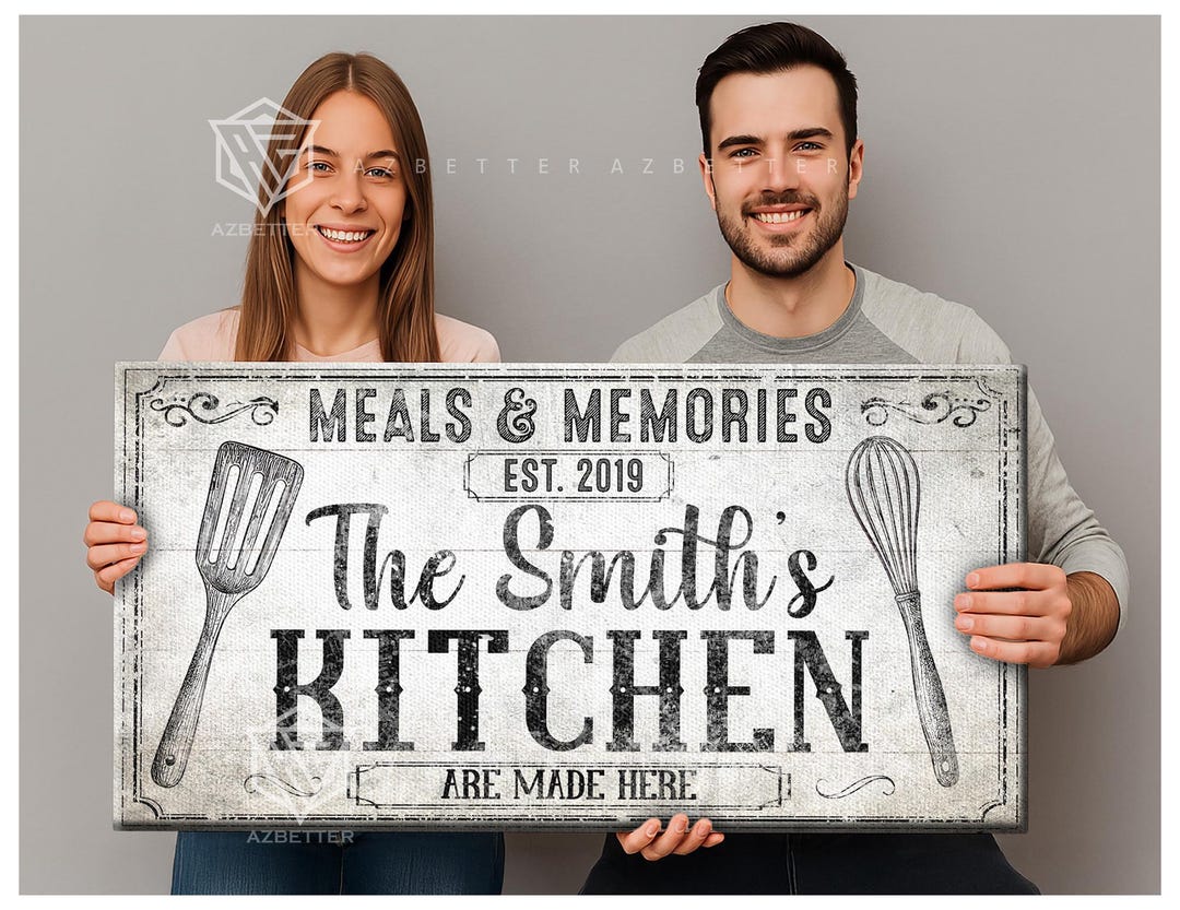 Personalized Kitchen Sign – Rustic Family Name Wall Decor – Custom ...