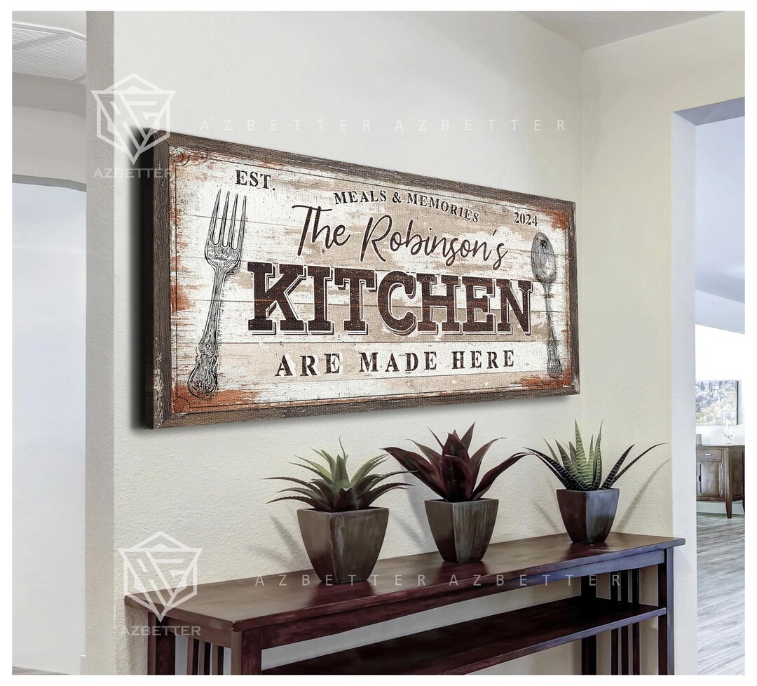 Personalized Kitchen Sign – Rustic Family Name Wall Decor – Custom ...