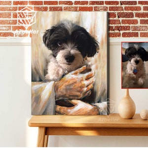 Personalized Canvas Safe In His Arms Loss Of Dog Gift , Pet Bereavement Gift | Pet Sympathy Gift, God With Jesus&#39;s Hand, Portrait With Jesus