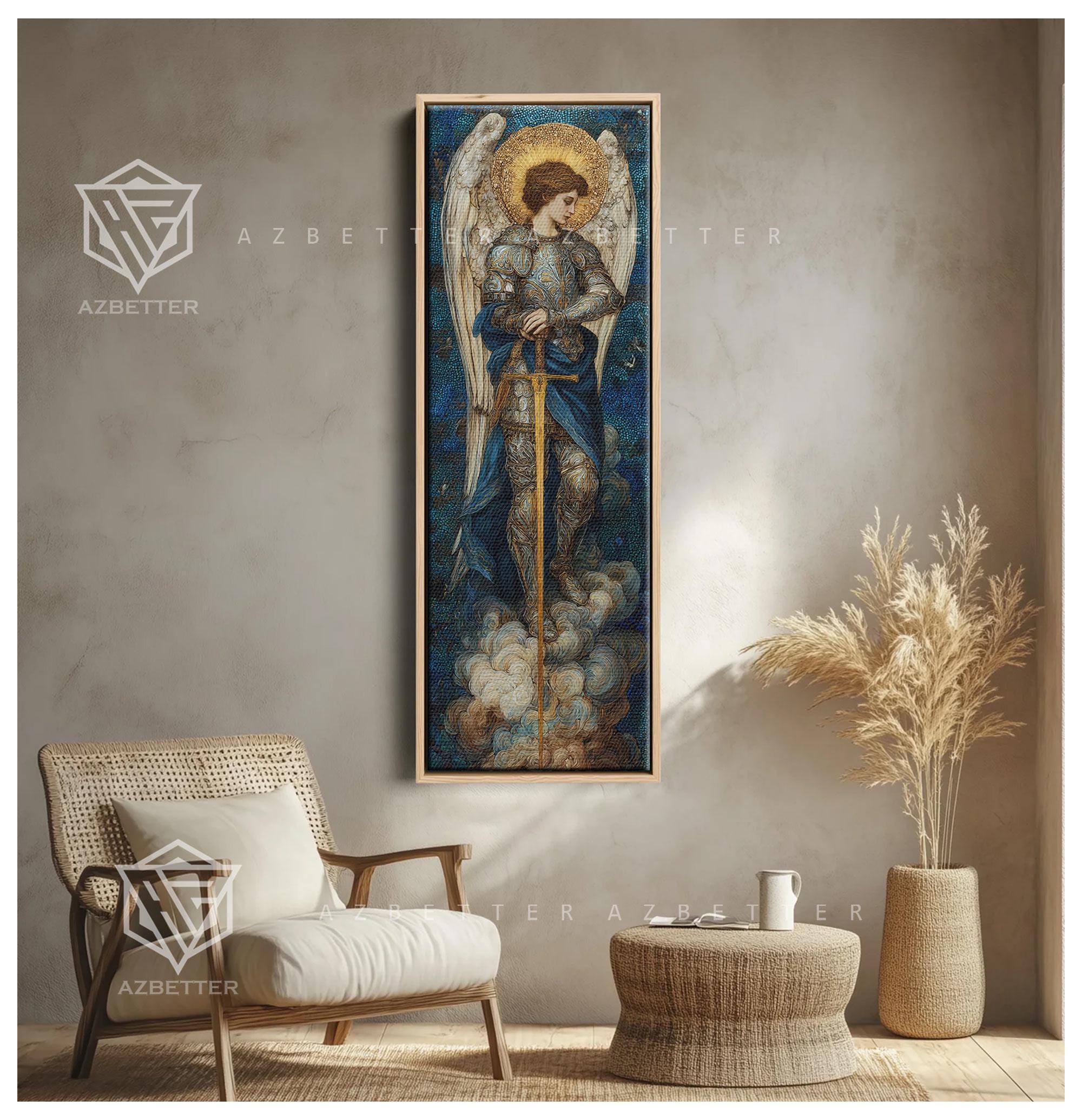 Large Vertical Saint Michael the Archangel Canvas Wall Art, Christian ...