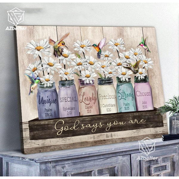 Hummingbird and Daisy Wall Art Etsy