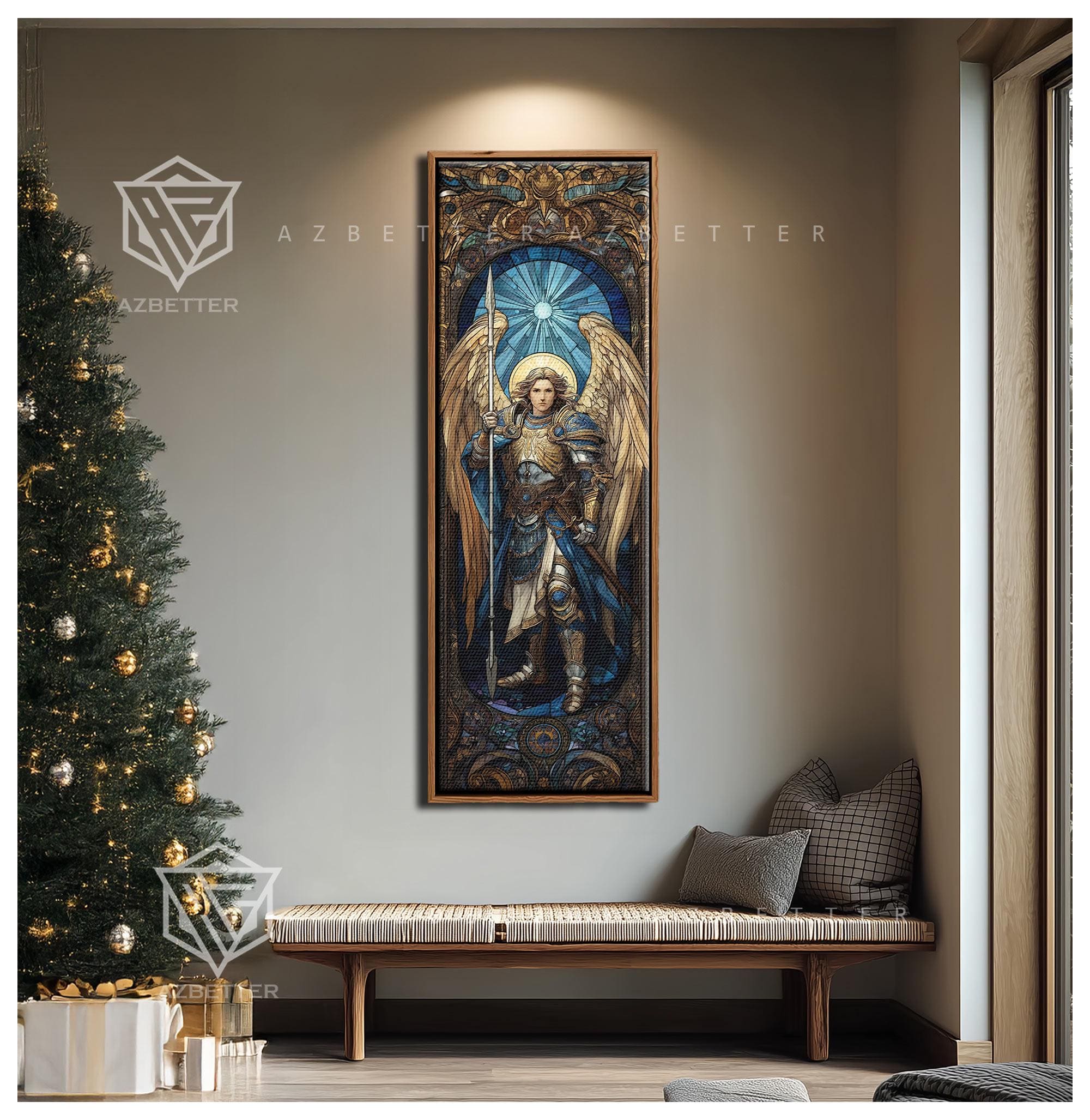 Saint Michael the Archangel Canvas Wall Art, Mosaic Style Christian ...