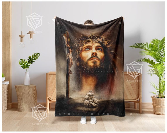 Religious Blanket The Life Of Jesus Fleece/Sherpa Blanket, Jesus Portrait Art, Christian Spiritual Gift
