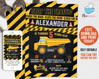 construction party invitation etsy