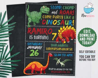 Dinosaur Invitation Etsy
