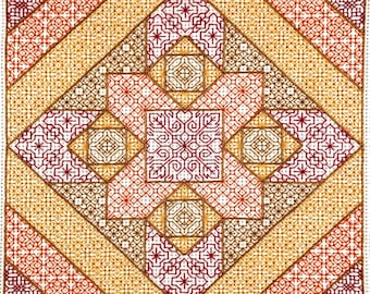 ギャザリングリーフのブラックワークサンプラーパターン