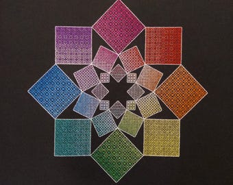 Square Wheel Blackwork Sampler Pattern