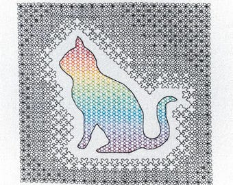 Blackwork Cat Pattern
