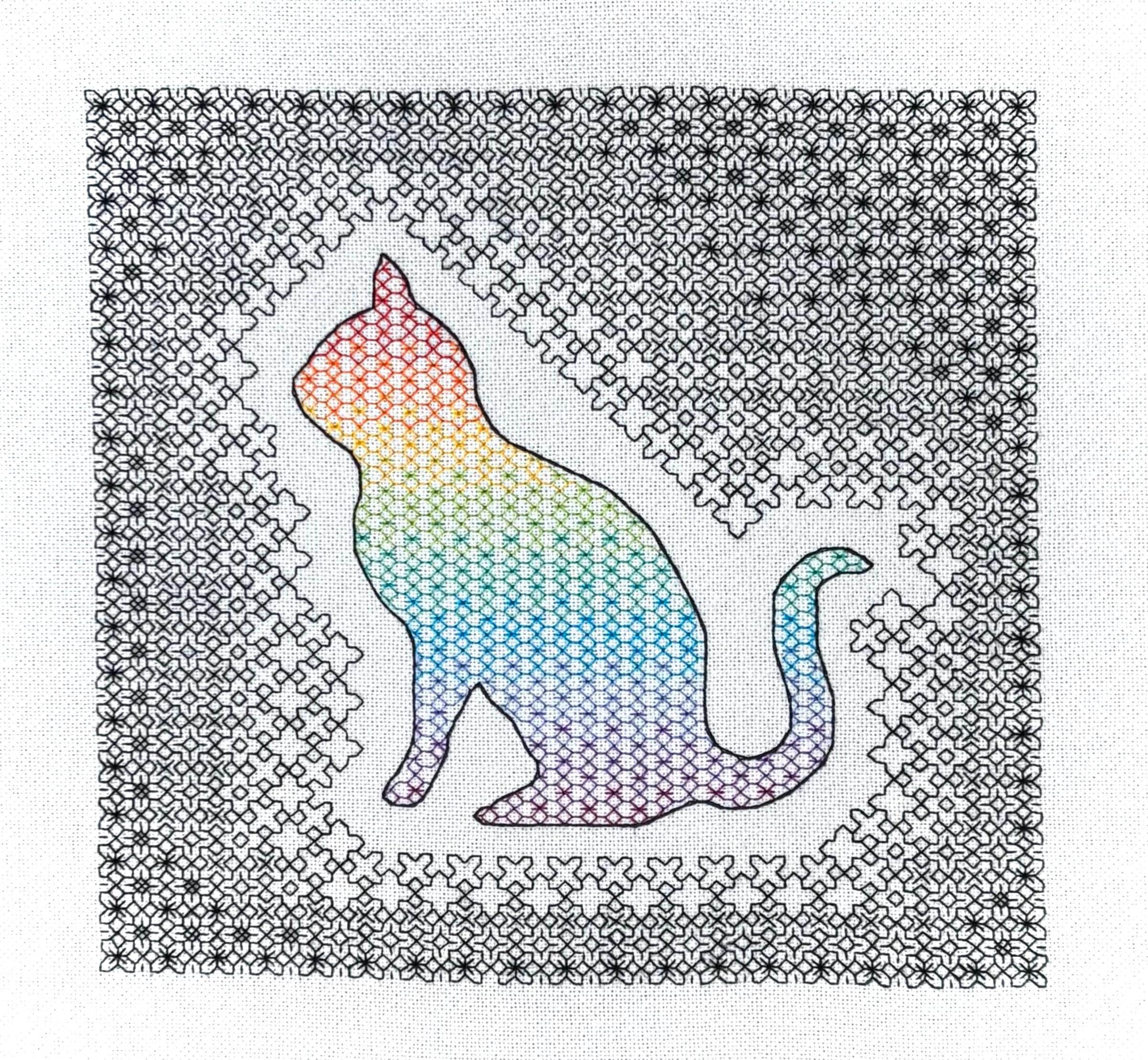 Blackwork Cat Pattern - Etsy