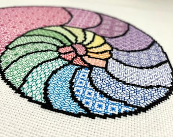 Nautilus Blackwork Sampler Pattern