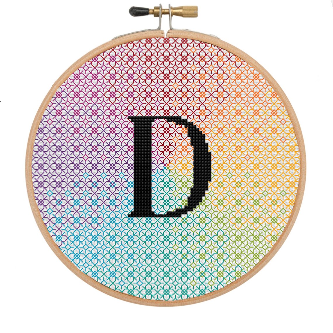 Blackwork Rainbow Letter D Pattern - Etsy Canada