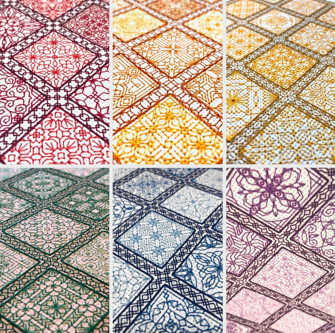 Rainbow Blackwork Sampler Pattern Set - Etsy