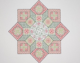Abstract Wreath Blackwork Sampler Pattern