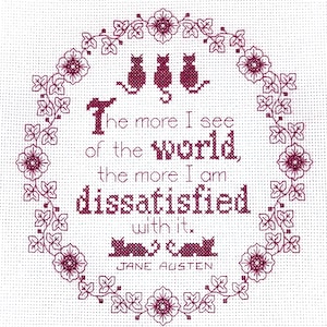 Dissatisfaction Cross Stitch Pattern | Pride and Prejudice Quote