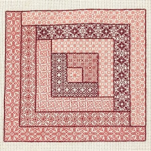 Log Cabin Blackwork Sampler Pattern