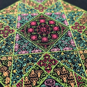 Patrón de muestrario de Blackwork de Spring Garden