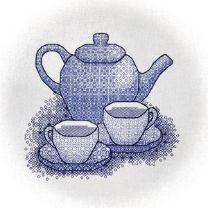 Tea for Two Blackwork Pattern