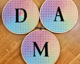 Blackwork Rainbow Alphabet Pattern Set