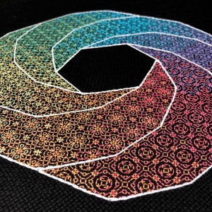 Penrose Wheel Blackwork Pattern
