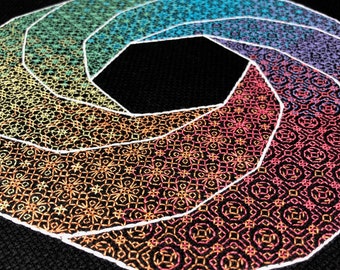 Penrose Wheel Blackwork Pattern