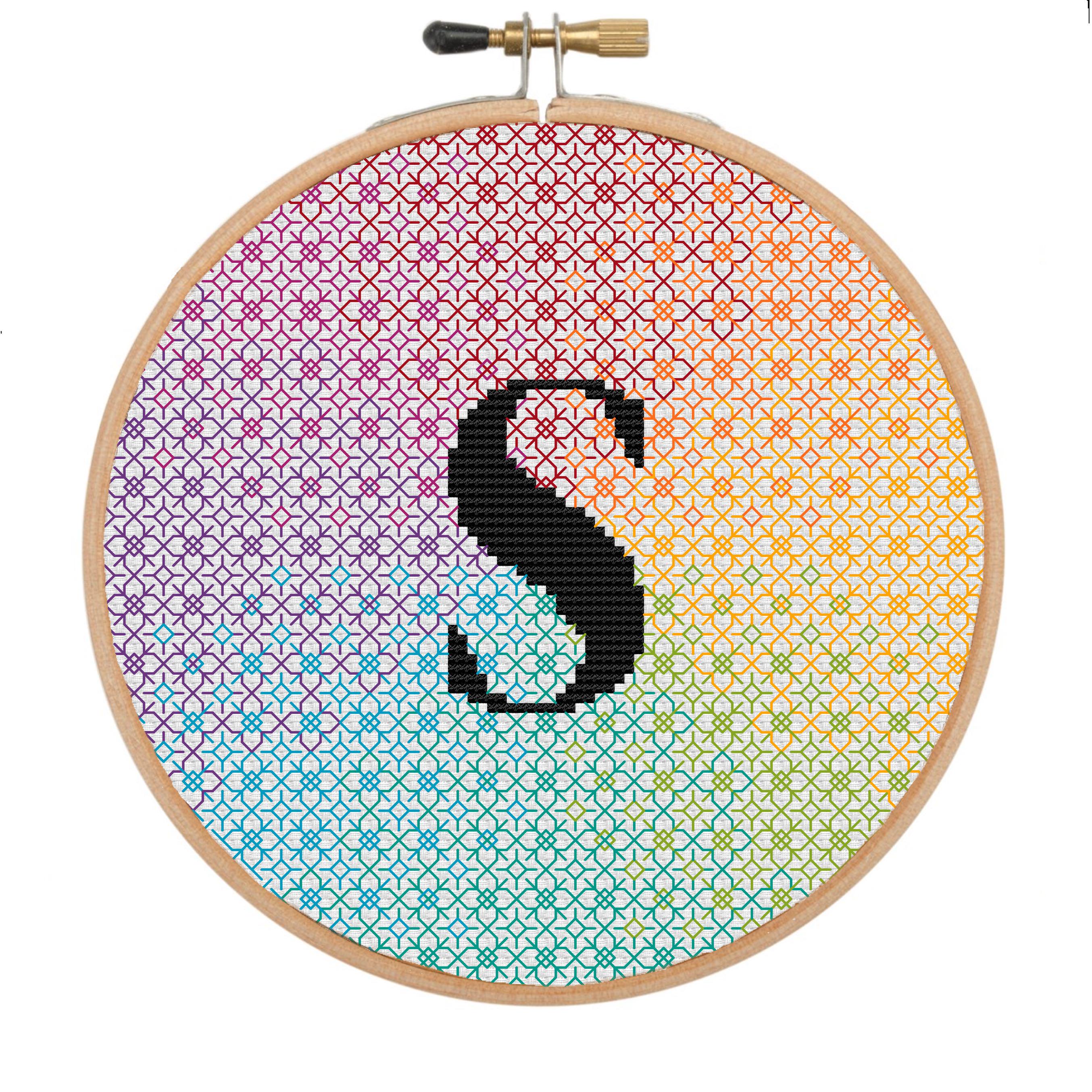 Blackwork Rainbow Letter S Pattern - Etsy