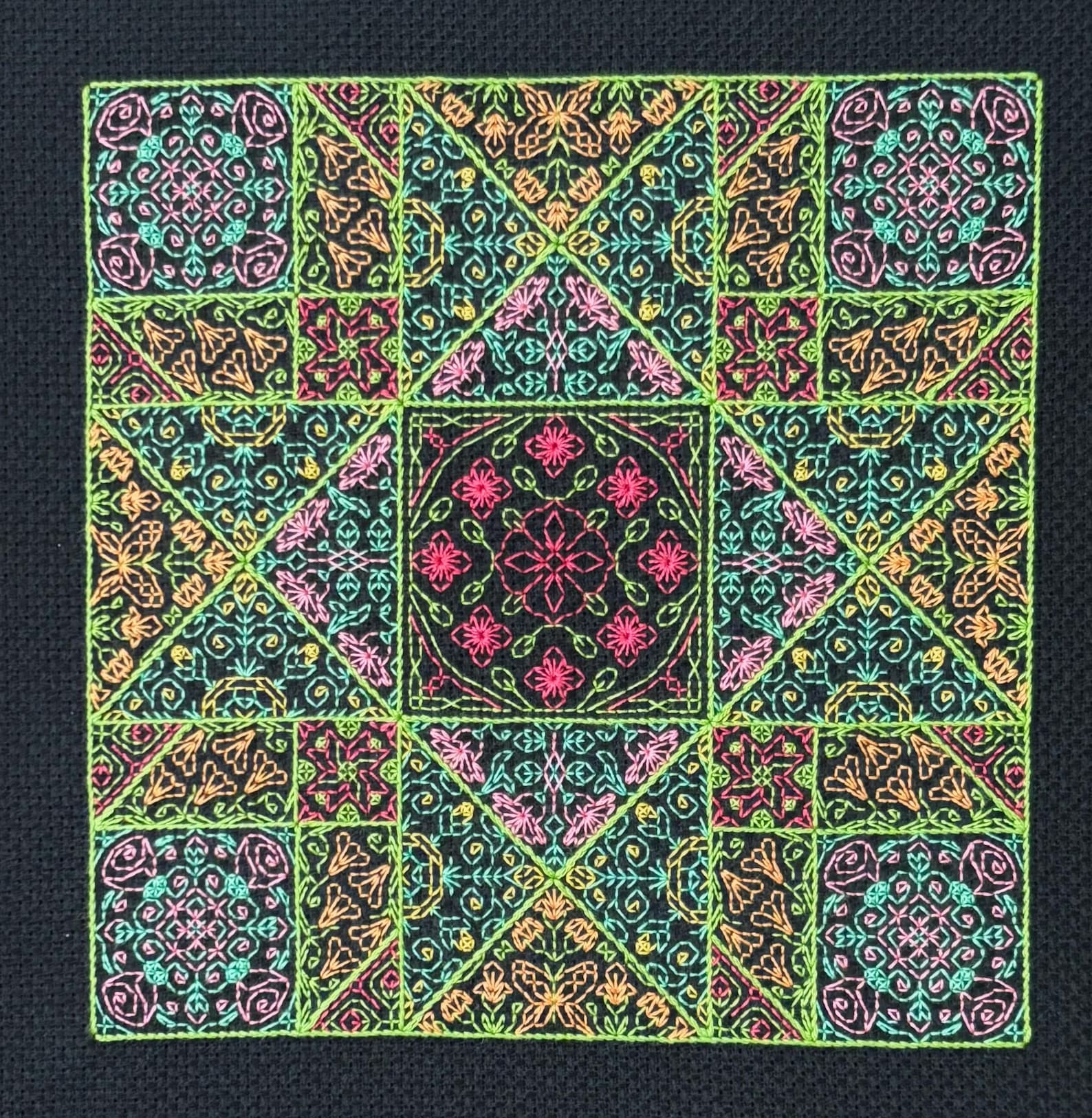 Spring Patterns With Black Spring Garden Blackwork Sampler Pattern - Etsy