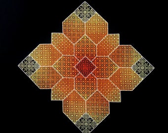 Fire Flower Blackwork Pattern